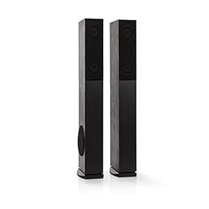 auna Line 4707 torenluidspreker – 4-weg HiFi-luidsprekerpaar, home cinema-systeem, 960 watt max. , 4-8 Ohm, afneembare voorkant, basreflexbuis achter, basreflexbehuizing, zwart