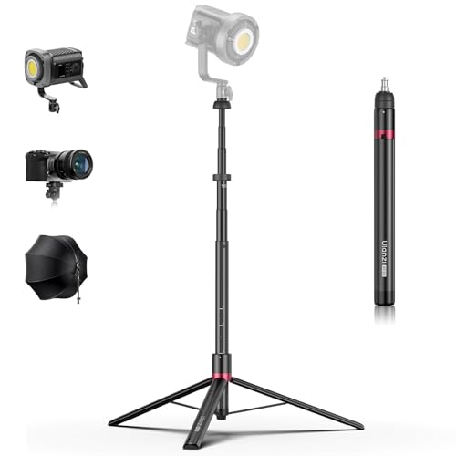 ULANZI AT-05 2M Heavy Duty Foldable Light Stand, 6.56ft Extendable Tripod for Strobe Lights, Webcams, Cameras & Softboxes, Bearable Load up to 5kg