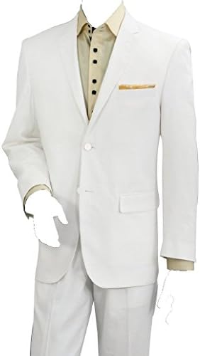 Men's Two Piece Linen Summer Suit (White) (48R)