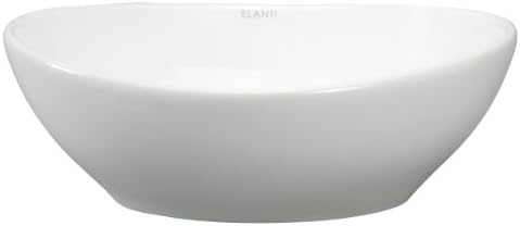 Elite Sinks Ec9838 Porcelain Vessel Oval Deep Bowl Sink, White