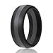 ROQ Silicone Rubber Wedding Ring for Men, Comfort Fit, Men's Wedding Band, Breathable Rubber Engagement Band, 8mm Wide 2mm Thick, Dome Style Middle Line, Solid Stripes, Single, Black & Grey, Size 10