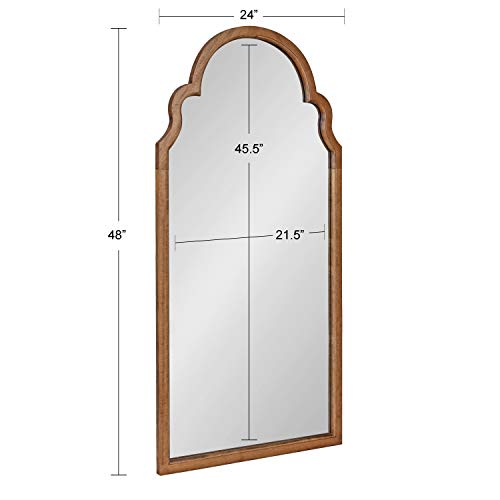 Kate and Laurel Hogan Wood Framed Arched Wall Mirror, 24 x 48, Rustic