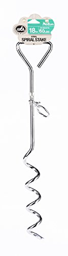 Pet Champion 18 Inch Steel Metal Spiral Tie Out Stake, Standard