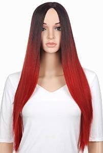 Fashion Two Tone Ombre Color Hair Brazilian Virgin Hair For Black Women Red gradient Wig