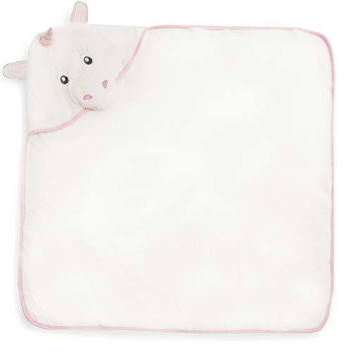 Hooded Baby Towel Pink Unicorn, Natural Cotton (Pink, Small) Soft and Absorbent Bath Towels with Hood for Babies, Toddlers, Perfect Baby Shower Gift for Girls by Little Tinkers World