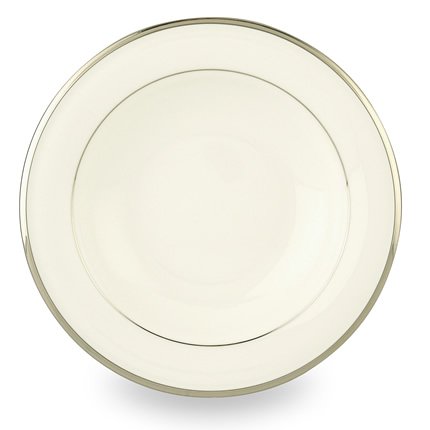 Lenox Solitaire White Platinum Banded Bone China Pasta Bowl/Rim Soup