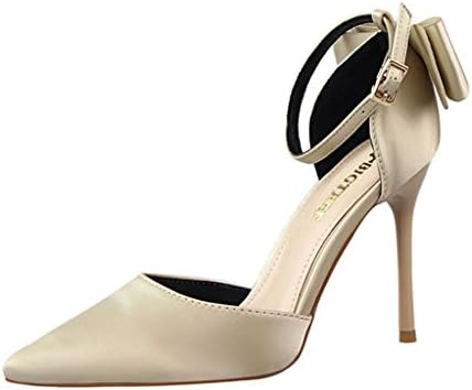 GHrcvdhw Fine High Heels Shallow Pointed Silk and Satin Hollow Butterfly Knot Shoes Elegant Lady Mandatory Single Shoes