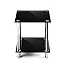 TAVR Glass Square End Table Set of 2 Industrial Night Stand Side Corner Coffee Table with Tempered Glass Shelves for Living Room Bedroom, Stainless Chrome Frame and Easy Assembly,Black ET5001