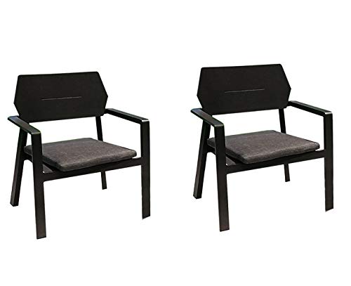 Meubletmoi 2 Gartenstühle aus Aluminium und Stoff, anthrazit, Cancun