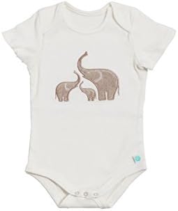 Baby Laundry Cotton Knit Bodysuit/Onesie for Boys and Girls - Linen Elephant (3-6 Months)