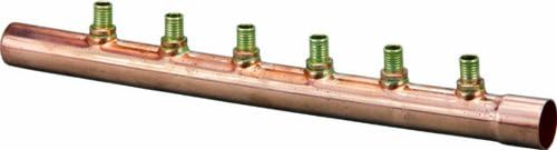 Viega 95605 PureFlow Zero Lead PEX Press Brazed Copper Manifold with Female 1-Inch by 1/2-Inch to 5 Inlet x Press No. of Outlets