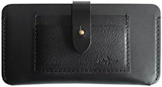 The Stopper Genuine Leather Phone Sleeve Case Wallet, Large (iPhone 6 Plus / 6S Plus), Black