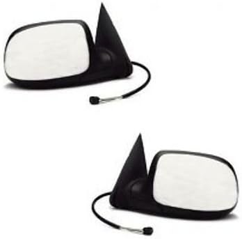 1999-2002 Chevy/Chevrolet Silverado, GMC Sierra Denali Pickup Truck 1500 2500 3500 &amp; 2000-2002 Suburban, Tahoe, Yukon XL Power With Heat Black Textured Housing With Chrome Back Plate Cover Cap Folding Heated Rear View Mirror Pair Set: Left Driver AND Right Passenger Side (1999 99 2000 00 2001 01 2002 02)