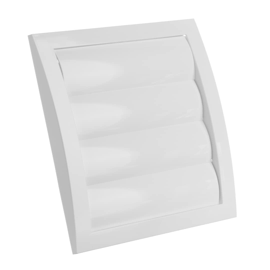 Ø 150mm / 6 inch Gravity Grille - Ducting Air Vent with Round Spigot and Non-Return Gravity Shutters - ABS Plastic White
