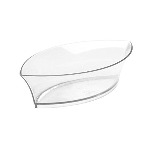 Fineline Settings 6207-CL, 4.5x2.3-Inch Clear Plastic Tiny Treasures Boat Dish, Disposable Serving Hot & Cold Food Dessert Salad Bowl (100)
