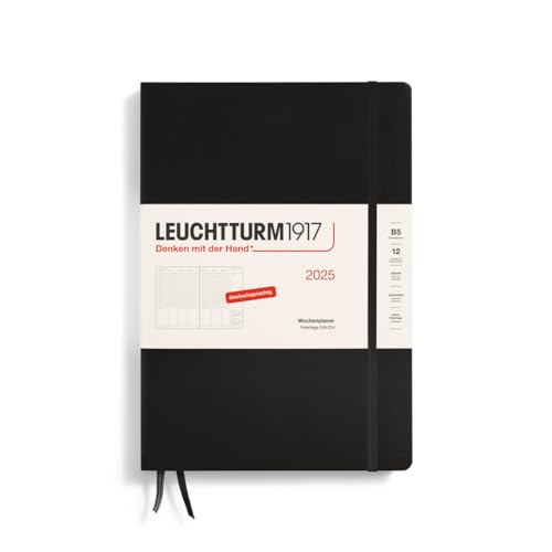 LEUCHTTURM1917 370580 Wochenplaner Composition (B5) 2025, Schwarz, Deutsch