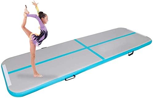 Iware Air Track Tumble 10 ft Track Inflatable Gymnastic Mat 4 inches Thickness Training Air Track Floor Exercise Tumbling Mat for Home Gymnastics GYM Yoga Cheerleading with Air Pump,Green