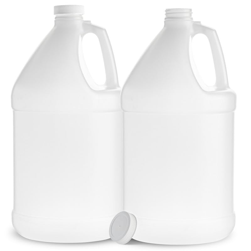Photo 1 of kitchentoolz 1 Gallon Water Jug - Empty Plastic Reusable Container for Liquids - HDPE Large 128 oz - Pack of 2 - Airtight Lids