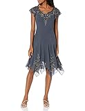 J Kara Women's Petite Flutter Sleeve Hanky Hem