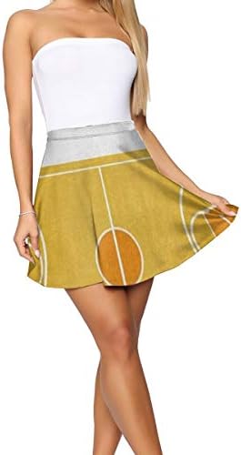 Women's Short Elasticated Pleated Skirt 3D Ball Basketball Court School Uniform