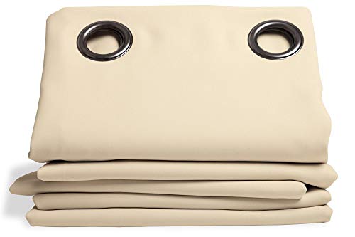 MoondreamThermActiv™ 2-in-1 Thermal Insulated & Blackout Curtain | Winter+Sommer | 100% Light Blocking | Patented Technology | Made in Europe | Grommet | 55" W x 95" L | Beige - Eggshell MC634