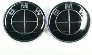 2pcs BMW Accessories Replacement Black Carbon Round Shiny Emblem 82mm For Front Hood / Back Trunk Replacement Emblem Logo Badge For BMW Car Model