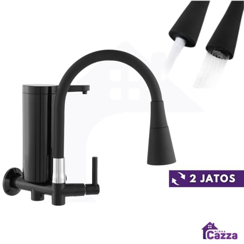 Torneira Gourmet Com Filtro Slim para Cozinha Preta de PAREDE Mesa