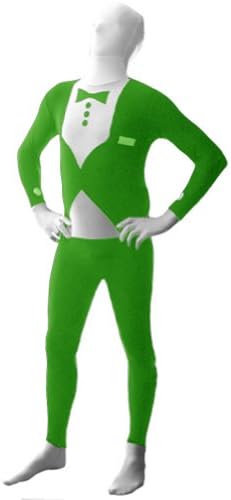 SecondSkin Men's Full Body Spandex/Lycra Suit, Green Tuxedo, X-Small
