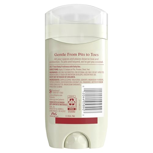 OLD SPICE WHOLE BODY DEODORANT STICK FOR MEN, ALUMINUM FREE, VANILLA + SHEA SCENT, 24/7 ODOR PROTECTION, 24/7 LASTING FRESHNESS, DERMATOLOGIST TESTED, GENTLE ON SKIN, SAFE TO USE ALL OVER, 3.0 OZ