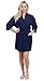 Turkuoise Women's Turkish Cotton Knee Length Lightweight Bridesmaids Waffle Kimono Robe Navy OS
