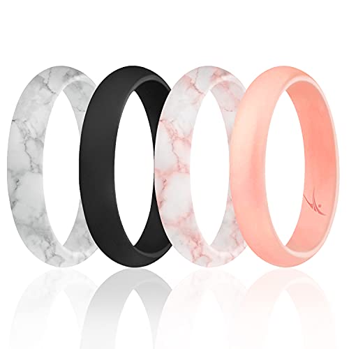 ROQ Silicone Rubber Wedding Ring for Women, Thin Stackable Braided