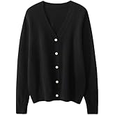 SHABADUER Solid Open Front Knitted Cardigan Cashmere Sweater for Women