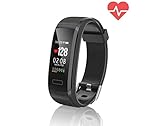 TEMEXE All Black Fitness Tracker Waterproof with Color Display Activity Watch Smart Band with Heart Rate Sleep Monitor IP67 Call Message SNS Reminder Wearable Pedometer Wristband for Android iOS