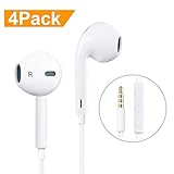 Headphones,4Pack in Ear Earphones Microphone and Remote Control Earbuds Compatible Phone Galaxy and More Android Smartphones 3.5 mm Headphone(White)