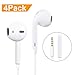 Headphones,4Pack in Ear Earphones Microphone and Remote Control Earbuds Compatible Phone Galaxy and More Android Smartphones 3.5 mm Headphone(White)