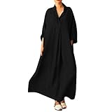 LISTHA V Neck Cotton Linen Maxi Dress Women Plus