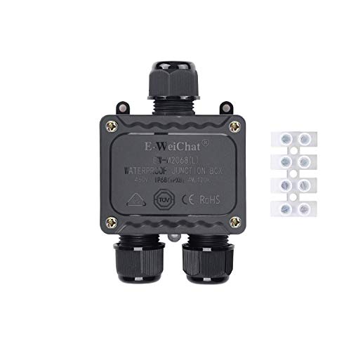 Abzweigdose Wasserdicht IP68 Ø4mm-Ø14mm Tüv-Zertifizierung Schwarz Elektrischer Außen Verteilerdose für Garten | Outdoor…
