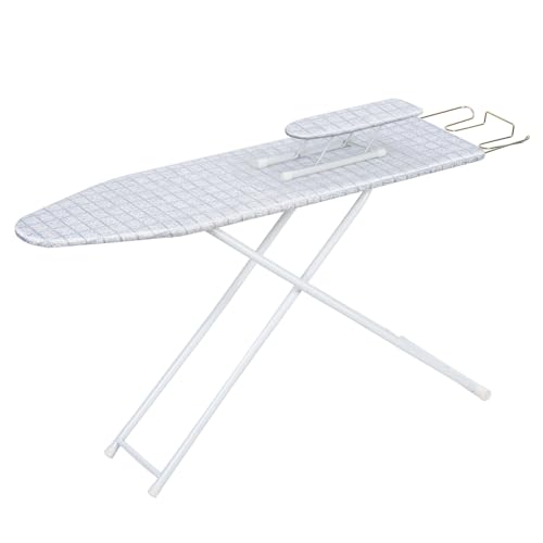 ilkqeppe Ironing Board, Full-Size Foldable Ironing Board, Foldable Household Ironing Board, Extended Ironing Board Outside with Heat-Resistant Cover for Home,Laundry Rooms (42 inch, Blue Plaid Patter