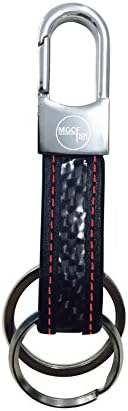 MGCFTan Genuines Carbon Fiber Keychain Elegant, Timeless, Multi-ring Capable Lock style Key chain (Red)
