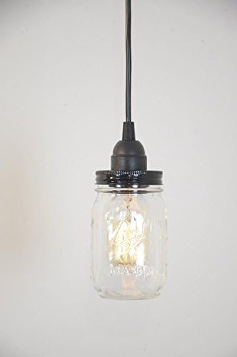 Mason Jar Pendant Light Black Pint Lamp Vintage Rustic Plug