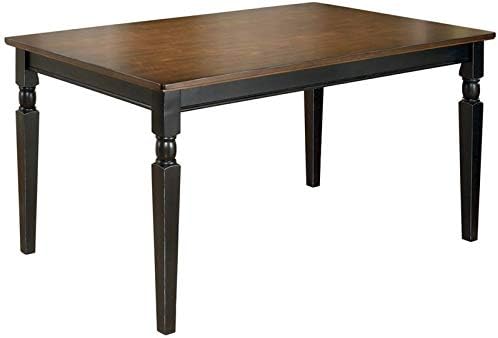BOWERY HILL Hardwood Solid Two-Toned Rectangular Dining Room Table in Black and Brown