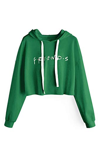 Idepet Women’s Casual Friends Letters Print Crop Top Loose Pullover Friends Shirt Teen Girl TV Show Hoodie Sweatshirt