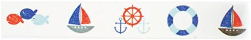 Sailing Washi Tape (1 Roll - 9/16" Wide x 10.95 Yards Long) - Anchor Sail Boat Party Supplies, Sailor Birthday Gift Wrapping Tape, Custom Tape, Clear Tape