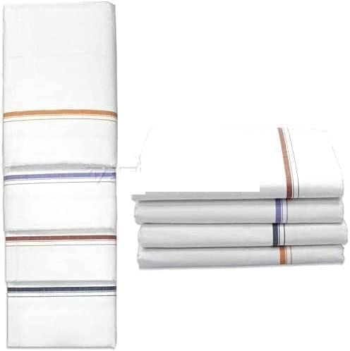 Photo 1 of 4 Piece 100% Cotton India Traditional Premium Mixed Random Assorted Multi-Color Dhoti, Veshti Lungi Wear for Men – Designed for Puja & Rituals- White