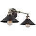 Kira Home Indie 21" 2-Light Mid Century Modern Bathroom Light Fixture, Industrial Vanity Light Wall Sconce, Antique Brass + Brushed Black Finish