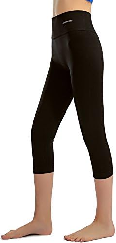 Freeskin Fitness Ombre Flex Yoga Leggings Stretch Seamless Breathable Workout Tights Exercise Yoga Pants (S/M, Capri Black)