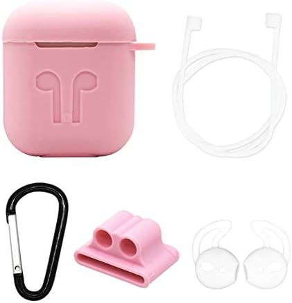 Fousamax New Thickened Headset Set Bluetooth Headset Charging Box Cover Anti-drop Silicone Storage Box for Airpods (pink)