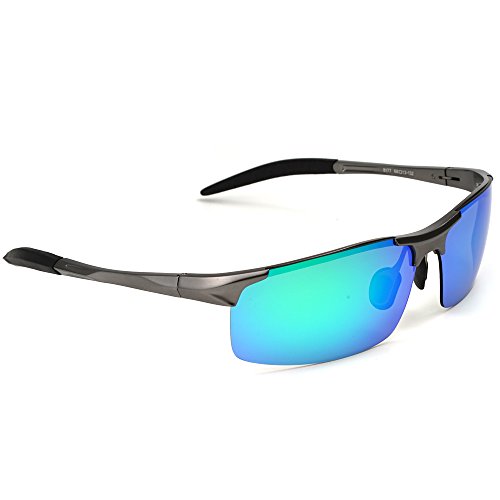 MOTELAN Men's Polarized Sunglasses for Driving Fishing Golf Metal Glasses UV400 Green