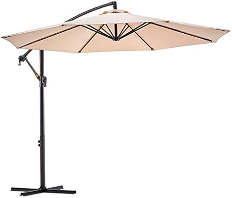 Amazon Com Le Conte 10ft Patio Offset Umbrella Cantilever Umbrella Hanging Market Umbrella Outdoor Umbrellas With Crank Cross Base 10 Ft Beige Clothing