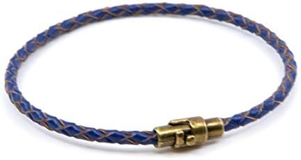 Handmade Single Wrap Braided Leather Bracelet with Magnetic Copper Clasp